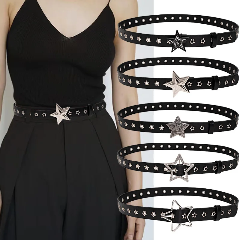 Women's Y2K Star Series Shape Metal Buckle Belt Jeans Accessory Belt is suitable for everyday use