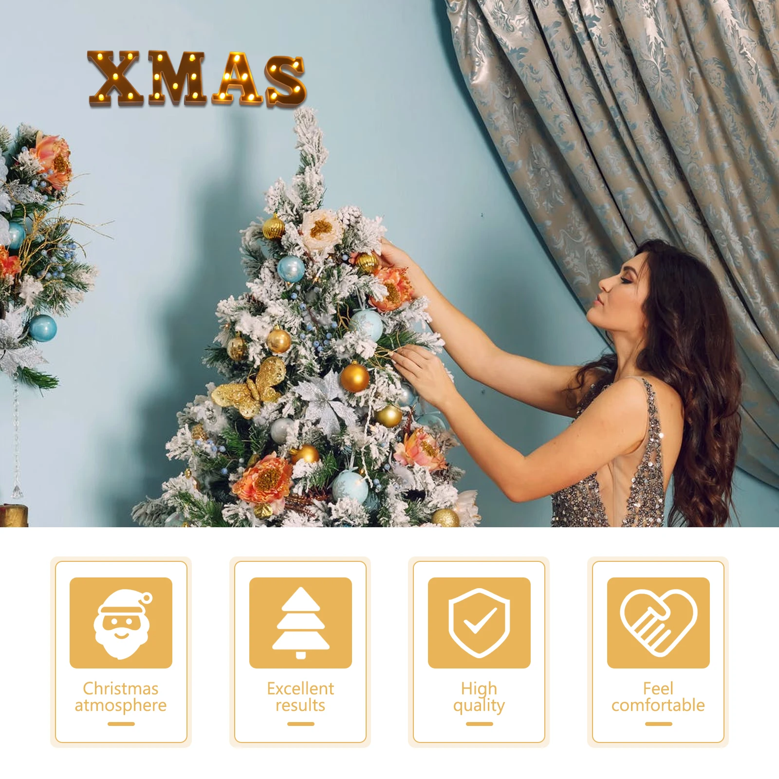 

4 Pcs LED Modeling Lamp House Christmas Lights Letters Home Decor Night Decorated Plastic