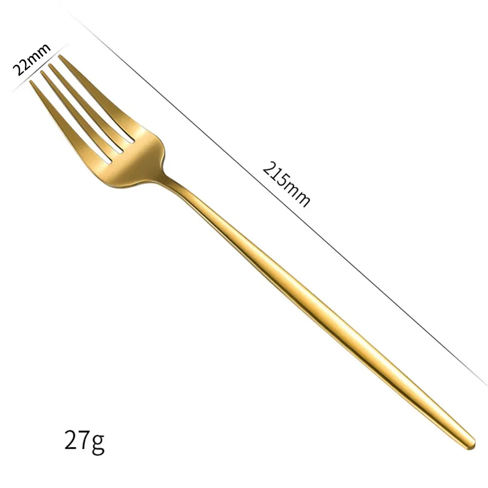 Silvere/Golden Stain Flatware Modern 6 Pcs Stainless Steel Dinner Fork 8.2 Inch Camping Dinnerware Set Tableware Eating Utensils