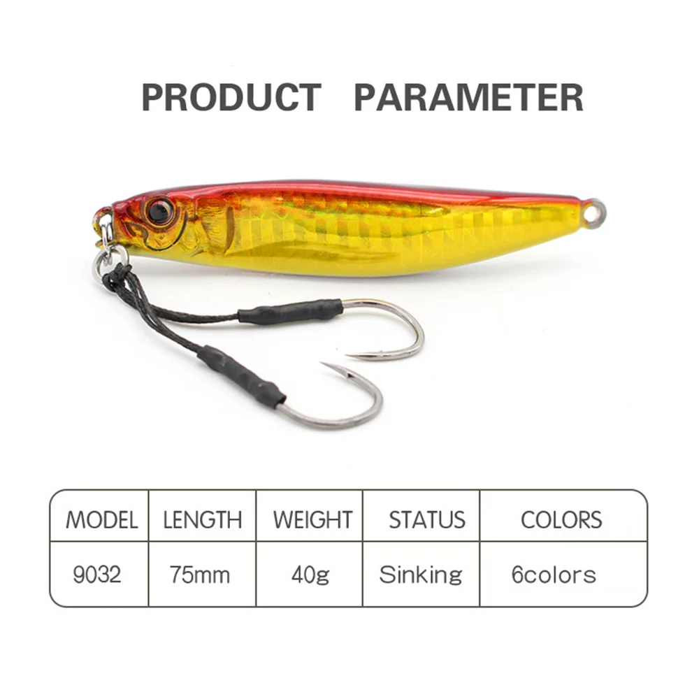 7.5cm 40g Metal Jig Sea Fishing 3D Printing Bass Little Jack Fish Bait Tackle Trout Shore Slow Drag Cast Jigs Tuna Salwater Lure