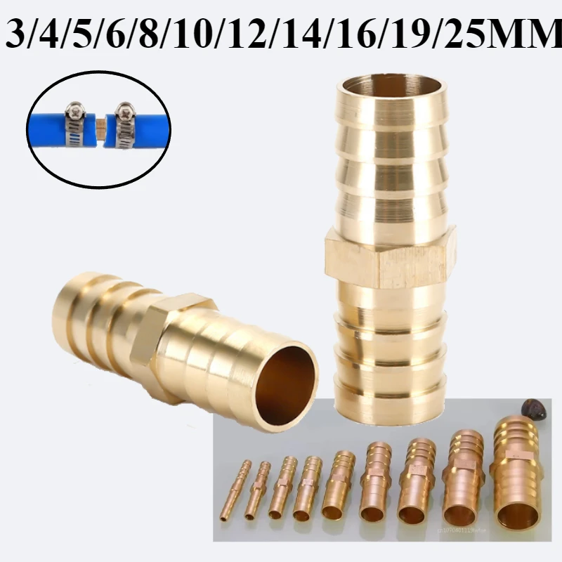 

Латунный прямой штуцер для шланга, 3, 4, 5, 6, 8, 10, 12, 14, 16, 19, 25 мм, равномерный штуцер для водопроводной трубы, Соединительный адаптер для газа и меди