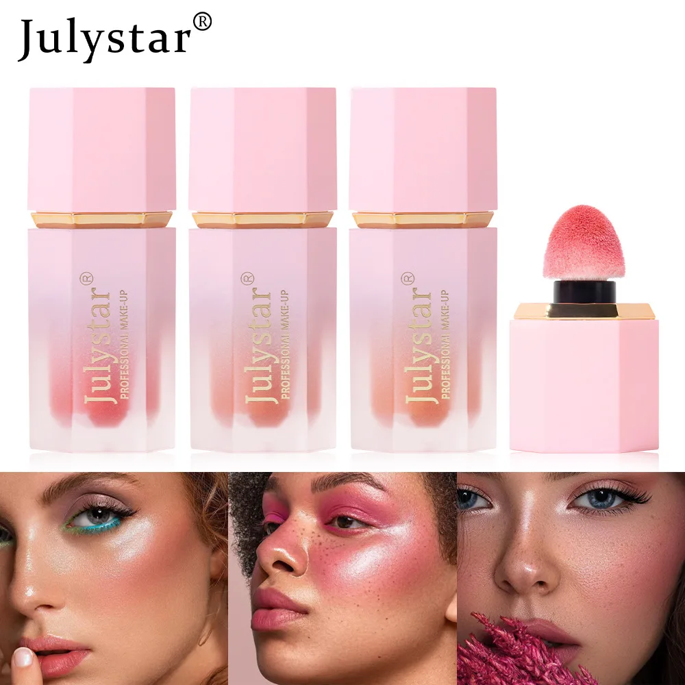 Julystar 6 Kleur Vloeibare Poeder Blusher Oogschaduw Make-Up Cosmetica Gezichtslip Make-Up Stereoscopische Contouren Fleuren De Huid