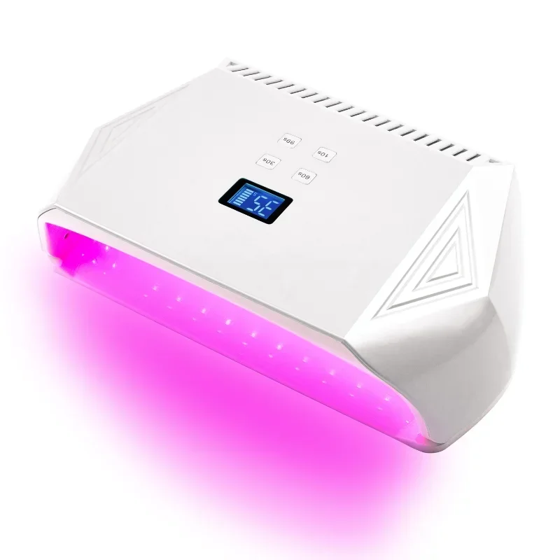 Professional 128W High Power Led Nail Lamp Red Light Gel Polish Dryer Cordless Rechargeable Two Hands Manicure Machine