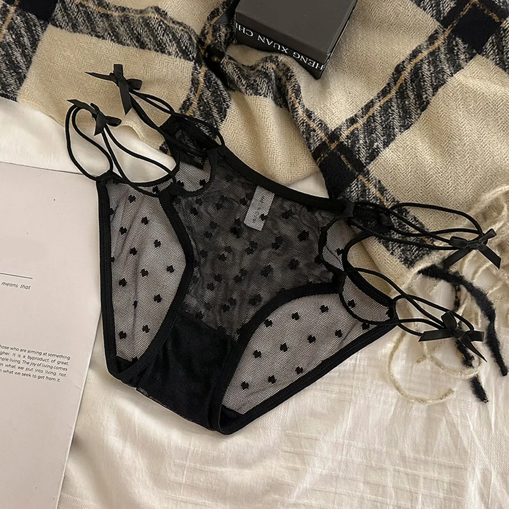 Bragas sexis de cintura baja con correas para mujer, bragas elásticas huecas de malla de encaje, lencería súper cómoda