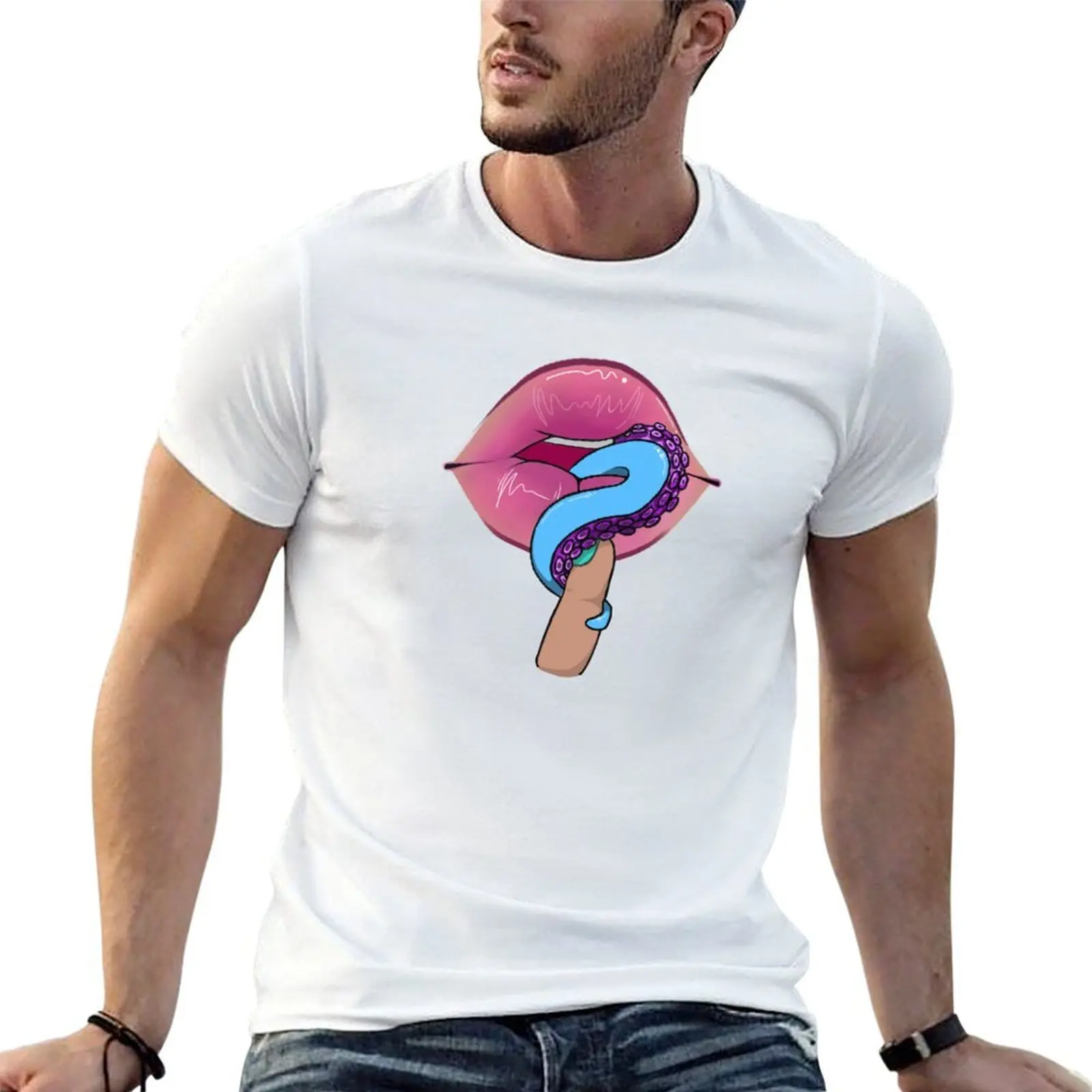 

soft man custom Tongue print shirts for T-Shirt cotton Lips man Tentacle with tshirt t shirt t Anime