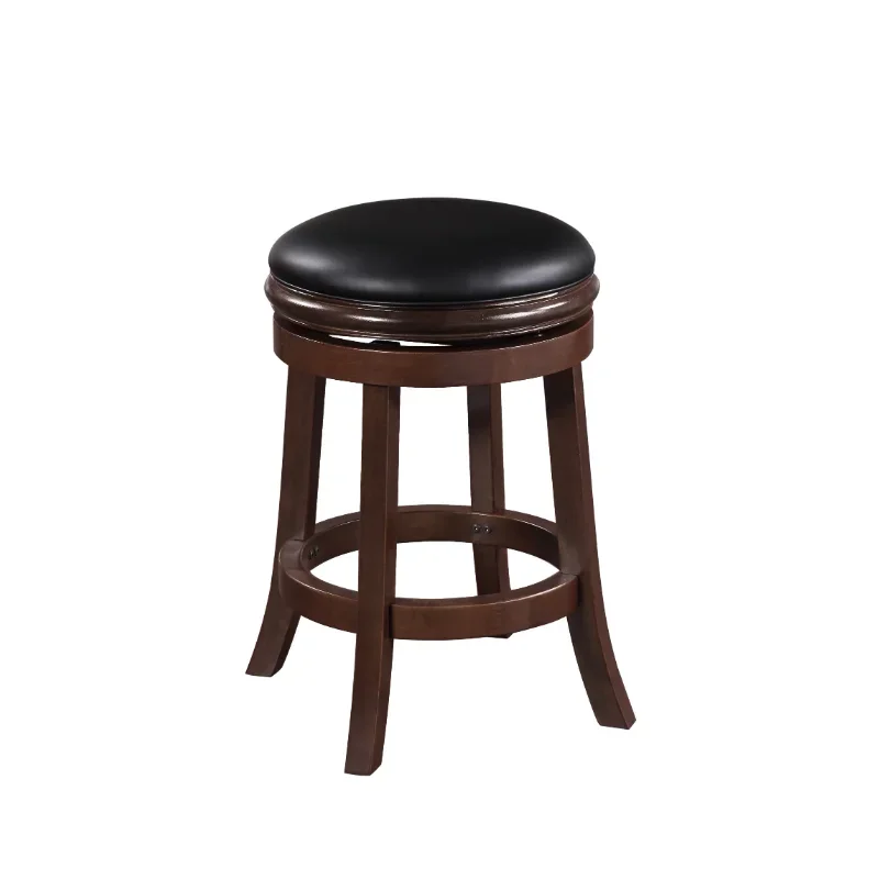 24in. Backless Swivel Wood Counter Stool Cappuccino Finish Bar Stools for Kitchen Chaise  Bar