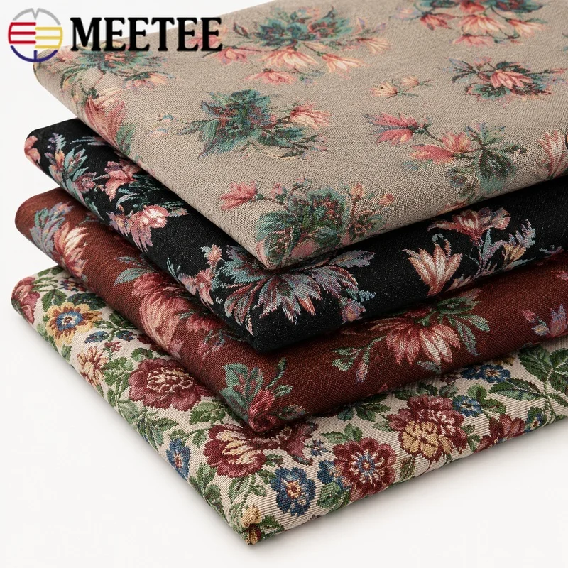 50/100x150cm 21S Polyester Jacquard Fabric Yarn Dyed Floral Woven Tear Resistant for Curtain Cushion Cover Apparel Sewing Decor