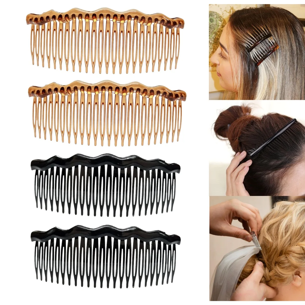 6 Stück französische Haarseitenkämme für Frauen, feines dünnes Haar, dekorative Haarkämme für Frauen und Mädchen, Braut, Hochzeit, Schleier, Haarspange, Kämme – Detail 10