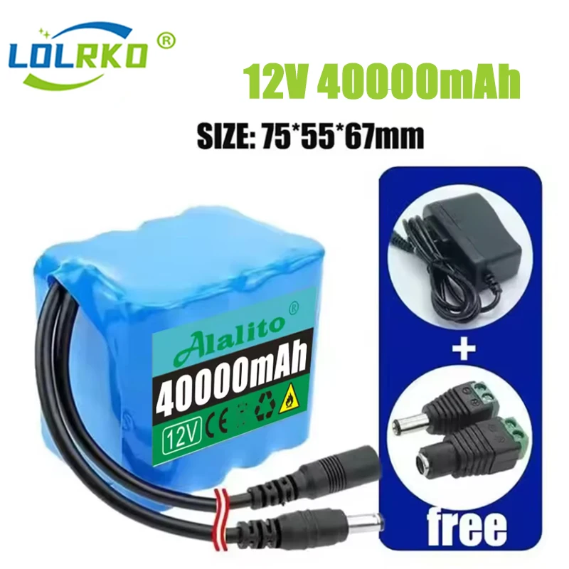 12V New Portable Super 3S3P 30Ah Battery Pack Lithium Ion18650 12V 50000mAh DC12.6V Large Capacity Rechargeable Battery with BMS