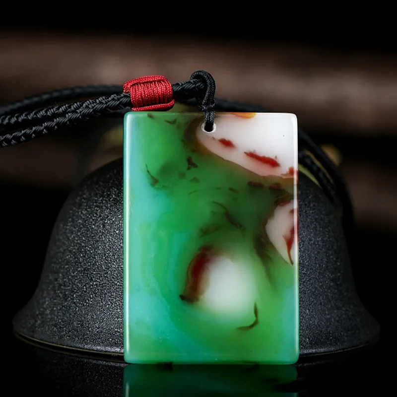 

Xinjiang Gobi Gold Silk Jade Colorful Jade Peace Card Pendant Men's and Women's Wordless Artistic Conception Card Pendant