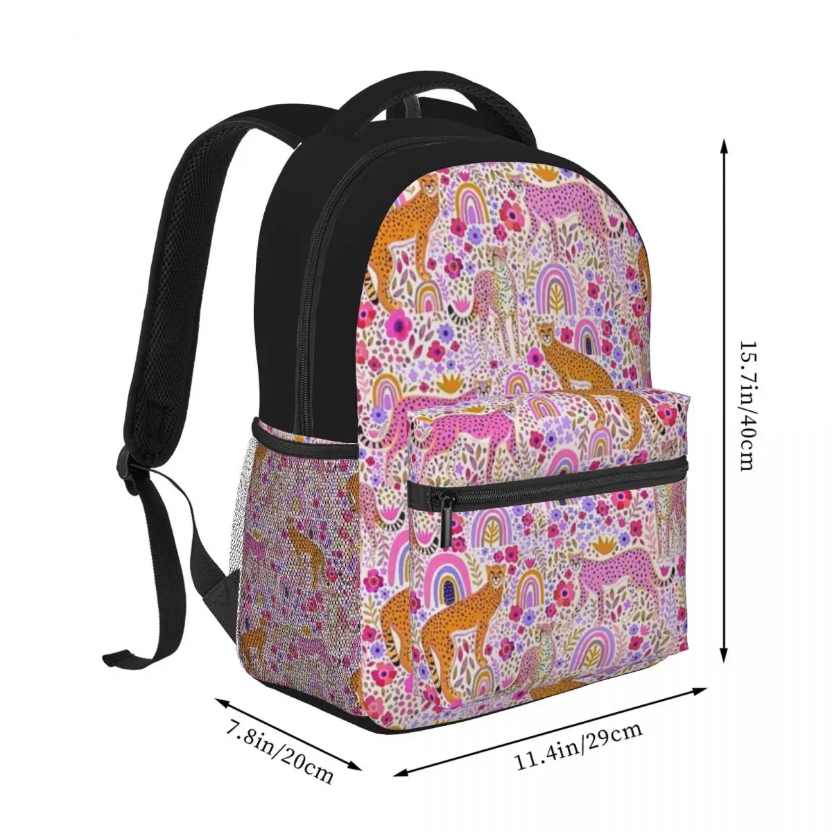 Cheetah's In A Rainbow Garden Mode Kinderrugzak Dames Tieners Schooltassen Reizen Laptop Rugzak 16 inch