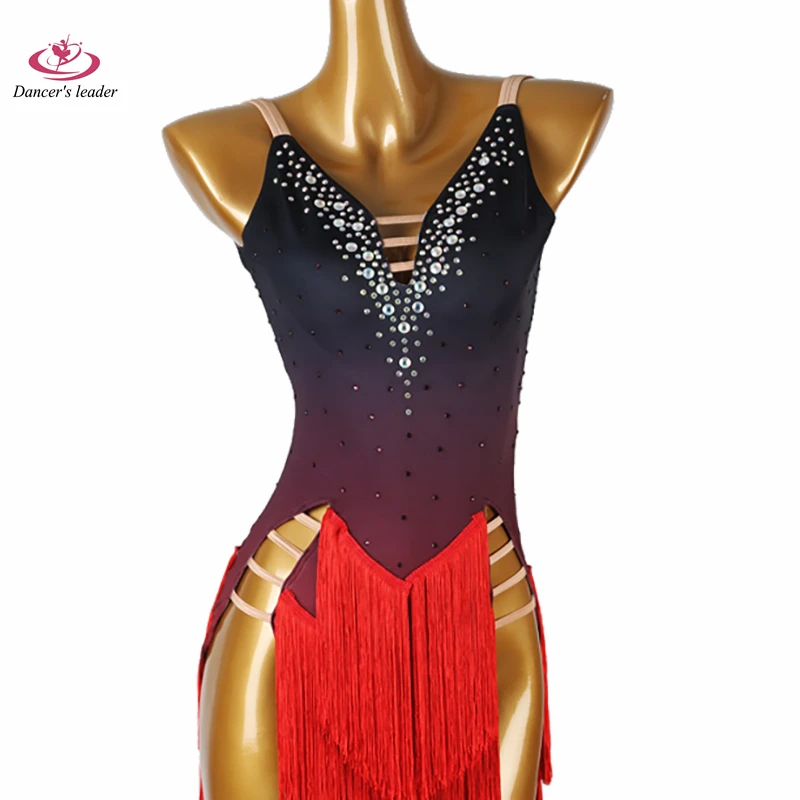 Latin Dance Adult And Children'S Dress High-End Customized Gradient Color Suspender Precisely Tango Women'S ProfessionalClothing