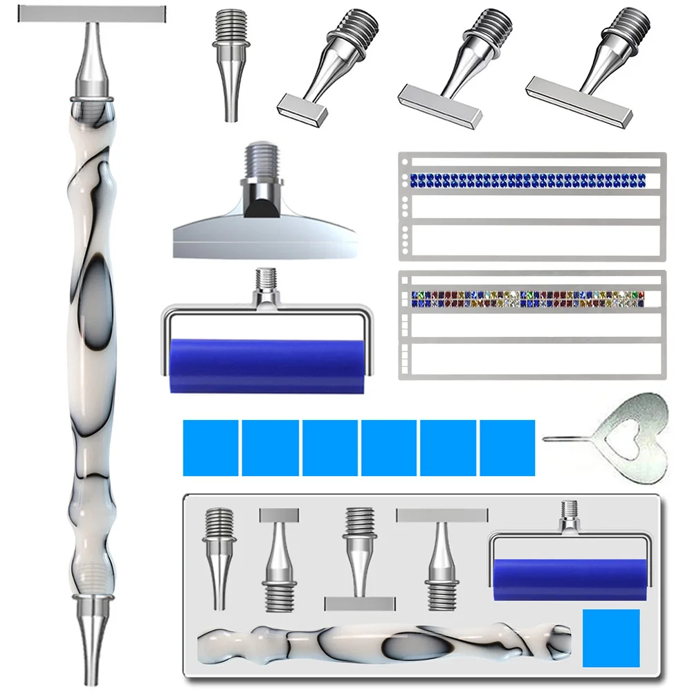 5D Diamond Painting Pen Set Add a ruler- Multifunctional Metal DIY Embroidery Tool Kit for Crafting
