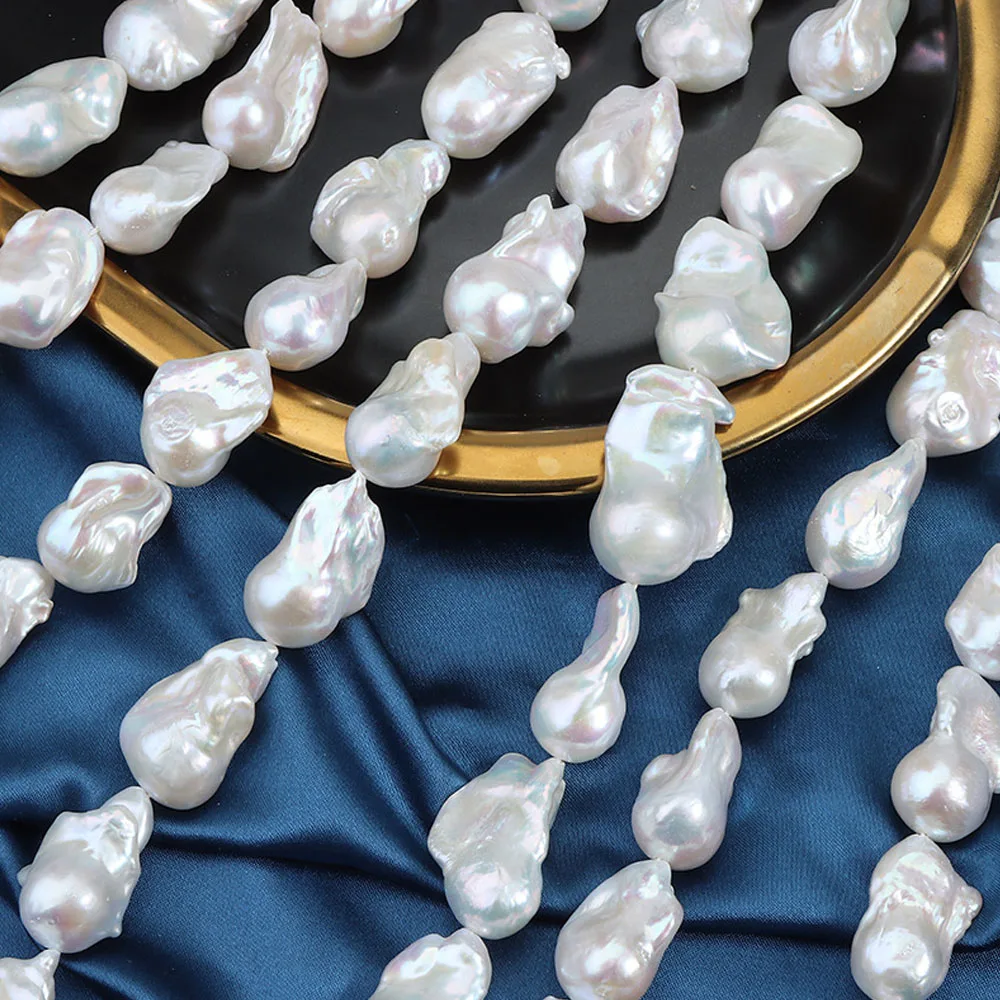 

Large Baroque Natural Freshwater Pearls Fishtail Strand Beads DIY Handmade Necklace Jewelry Making Accessory Semi-Finished