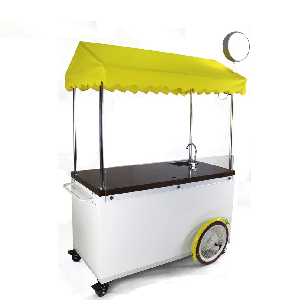 

Street vending shop mobile food cart with Large capacity wooden box