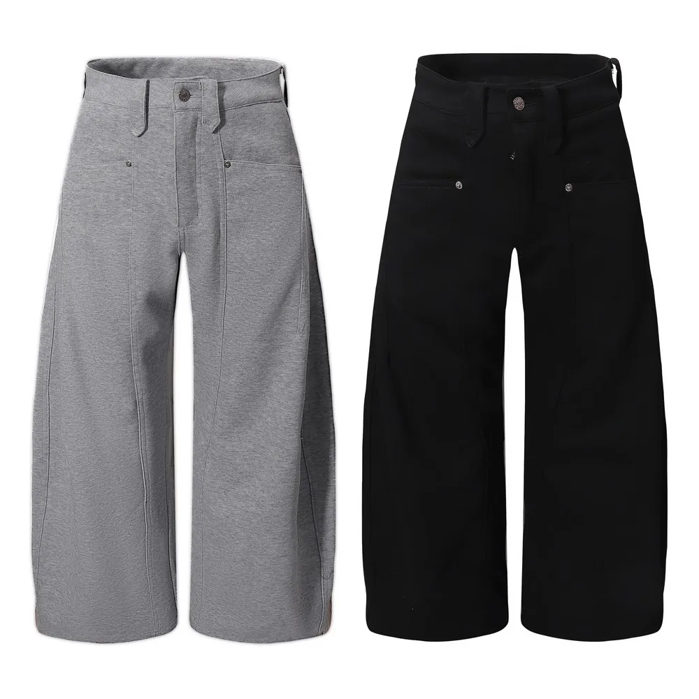 Drawstring Elastic Waist Pockets Wide Leg Black SweatPants Trousers for Women Men Streetwear Winter Spring Trends Pants