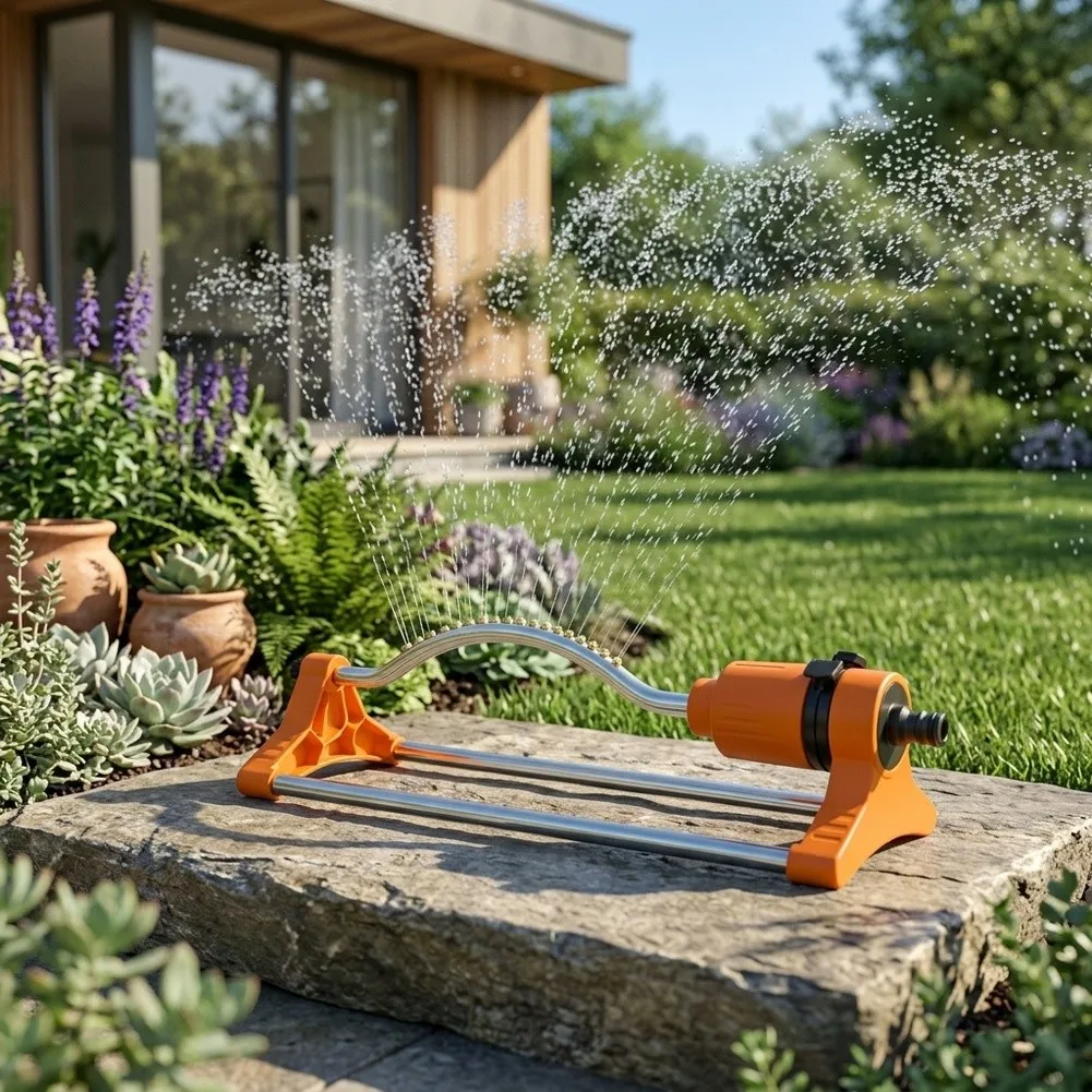 Adjustable Swinging Sprinkler for Garden Lawn Irrigation with Built in Cleaning Needle and Quick Connect Fitting