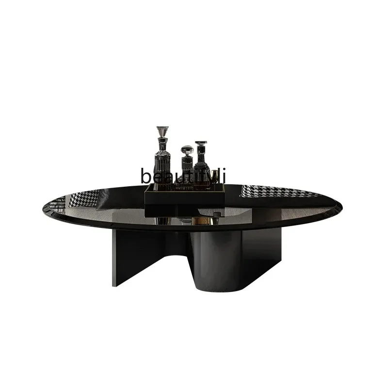 A4567 Designer Model Tempered Glass Panel Coffee Table round Light Luxury Minimalist Small Apartment Living Room Home
