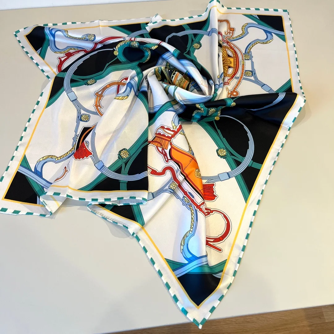 

Шелковый женский платок премиум-класса из твила, модный ретро-платок/шарф с принтом, универсальная шаль, аксессуар для одежды, подарок