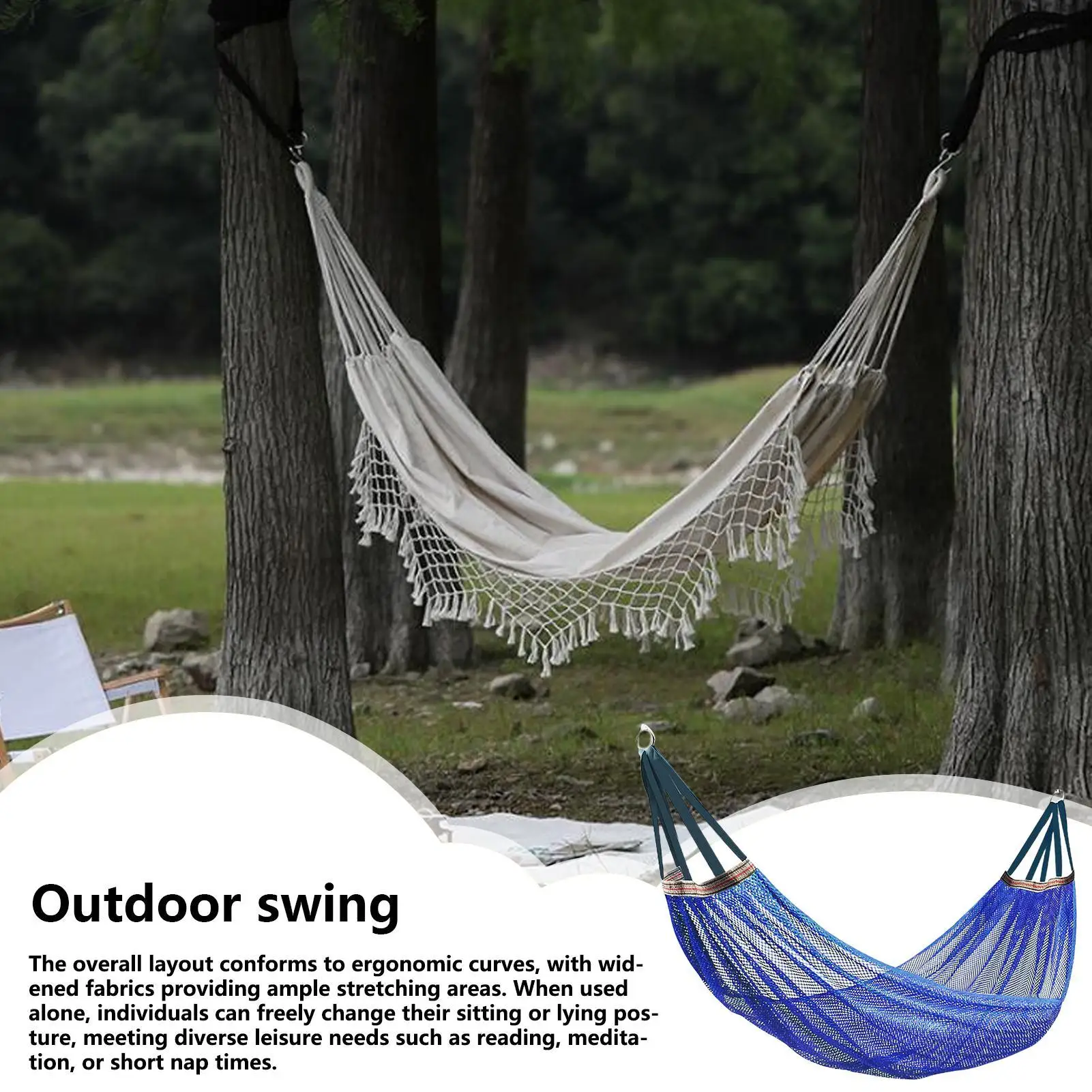 Camping Hammock Netting Tree Hammock for Outside Portable Tree Swing with Strong Load Capacity for Outdoor Backyard Garden