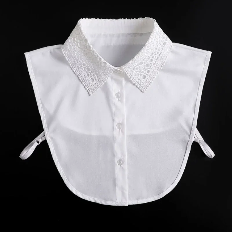 Hollow Lace Chiffon Fake Collar for Womens Half Shirt Blouse Sweater Detachable Shirt Collar False Lapel Top Collars Decor