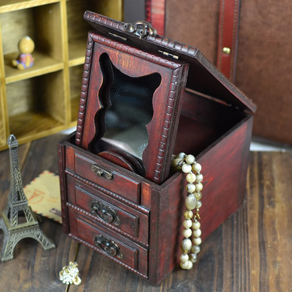 

Wooden Jewelry Dressing Box Premium Storage Case Trinket Boxes Earrings Holder Decorative Brown Long Lasting