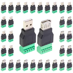 5/20/100PCS USB 2.0 Type A Male/Female to 5 Pin Screw Connector No Soldering USB Jack USB2.0 to Screw Terminal  Adapter Plug