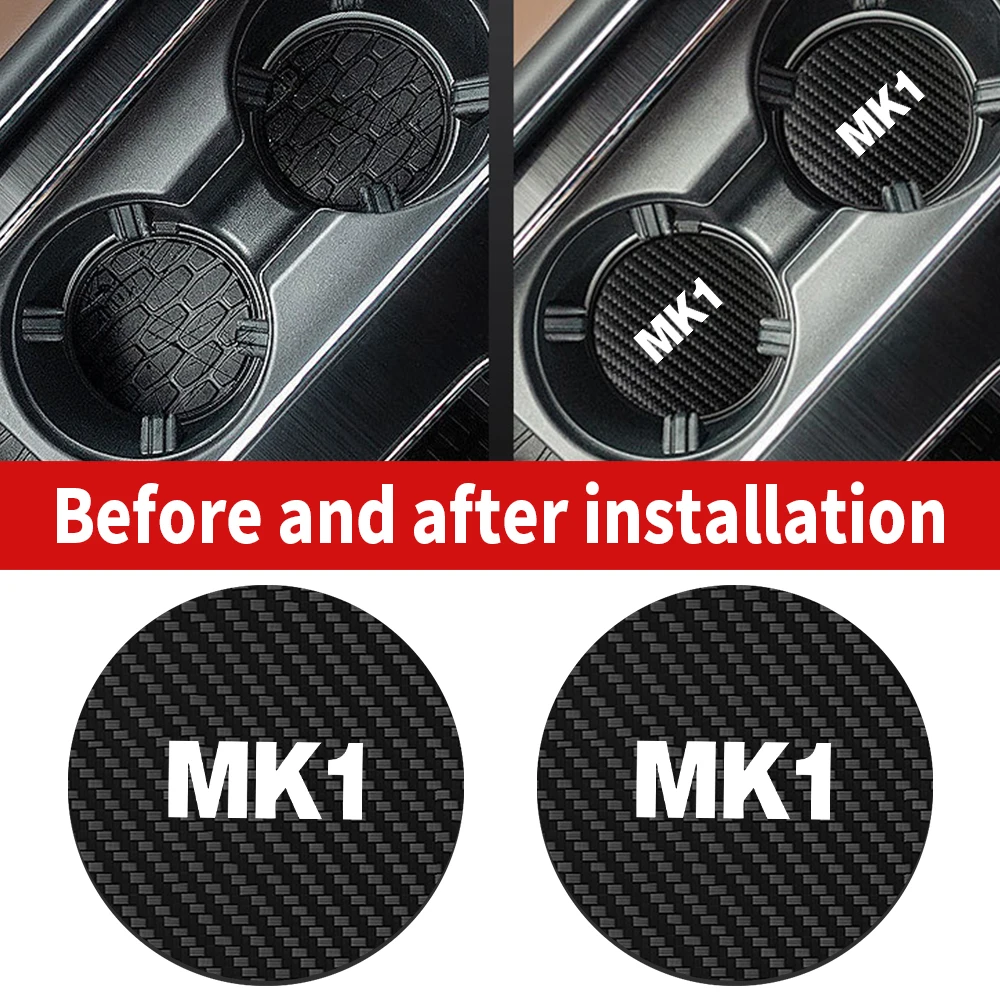 Car Cup Slot Non-Slip Mat Carbon Fiber Coaster Water Cup Holder Protection Pad For Volkswagen MK1 2 3 4 5 6 7 8 MTM Polo R36 R32