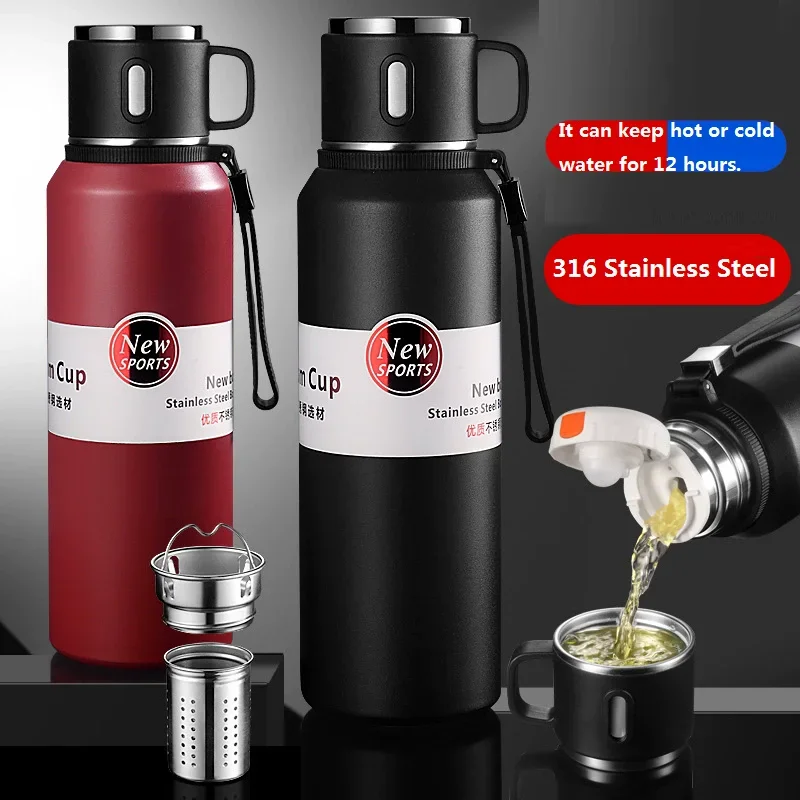 

1000ML Thermos water bottle Stainless Steels Vacuum Flask Hot Coffee tea Water Heat Preservation Bottles Cold Tumbler drinkware