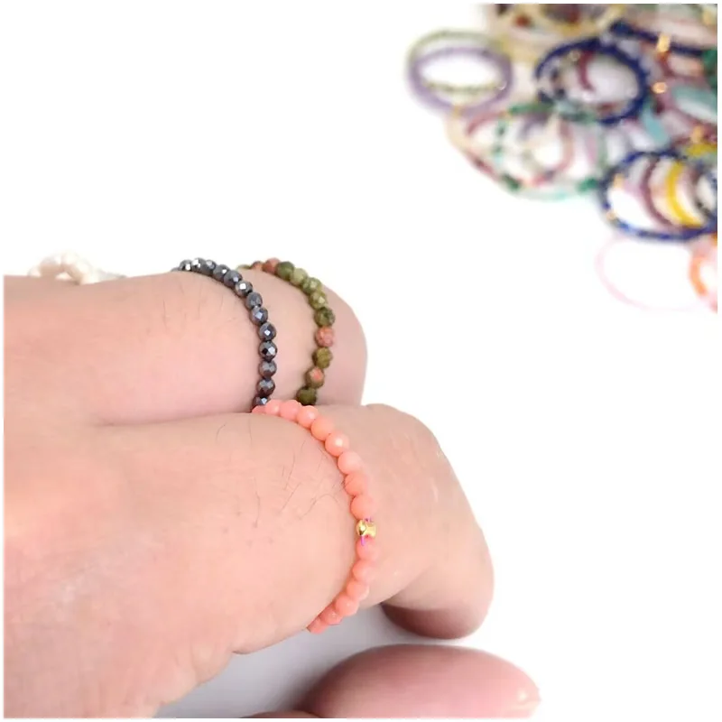 Bohemian Natural Stone Rings section Beads Strand Finger Ring Crystal quartz agate Handmade Rings For Women Party Jewelry Gift