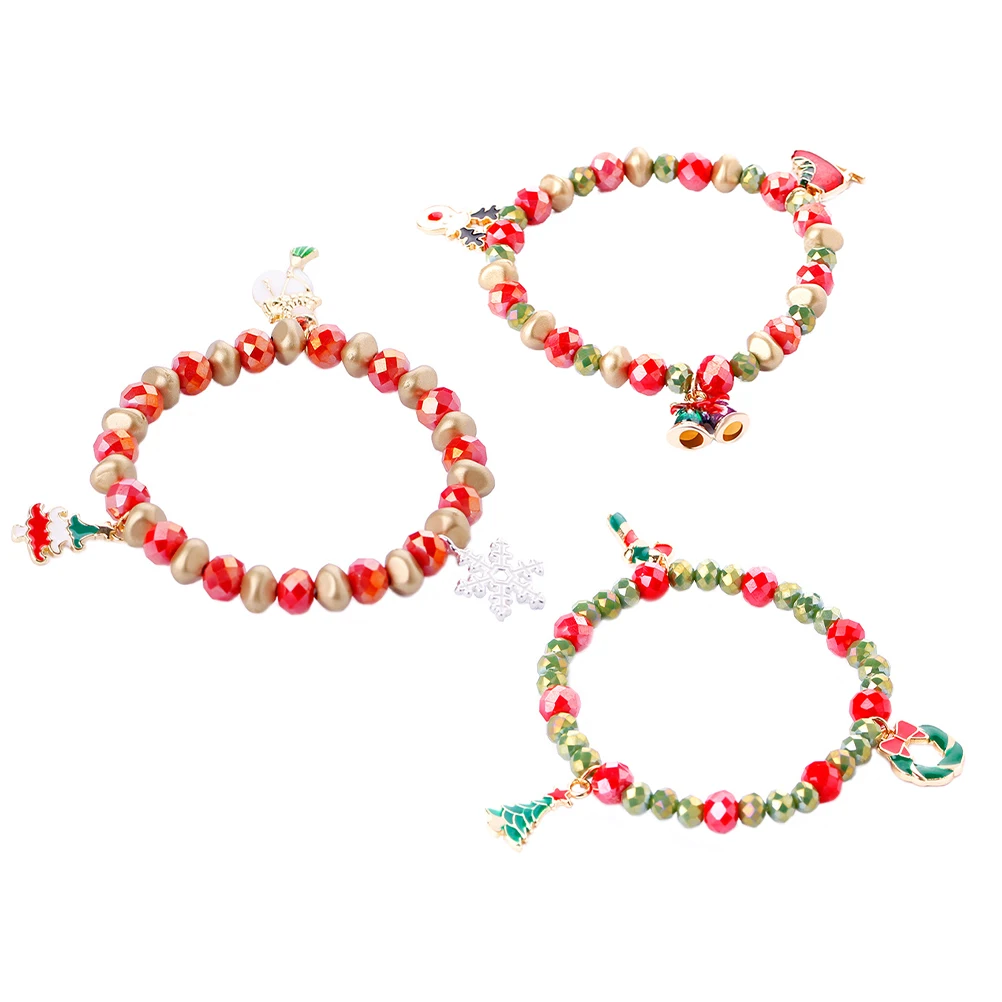 

3 Pcs Snowman Candy Bracelet Christmas Decor Alloy Chain Jewelry Wrist Party Ornament Pendant