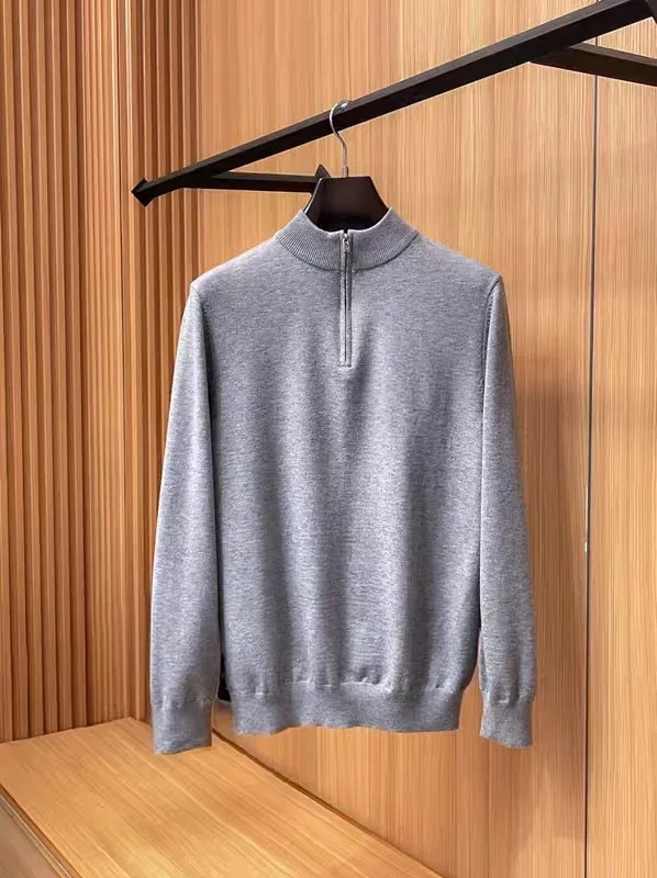 

Italian Sle Men's Knitted Wool Sweater Autumn Winter f High Collar Zipper Casual Long Sve Busin Leisure