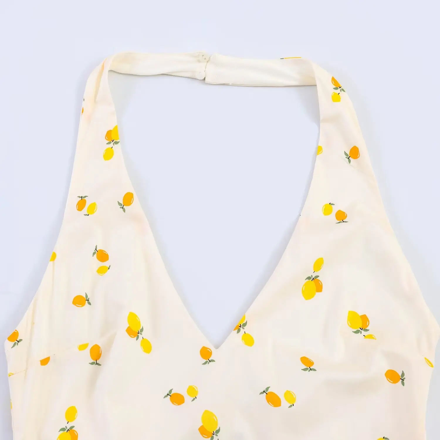 BSAY 2026 Sommer Neues Damenkleid mit Fruchtprint, Neckholder, Midi-Länge, Ärmellos, A-Linie, Süßes Freizeitkleid für Strand und Urlaub – Detail 13