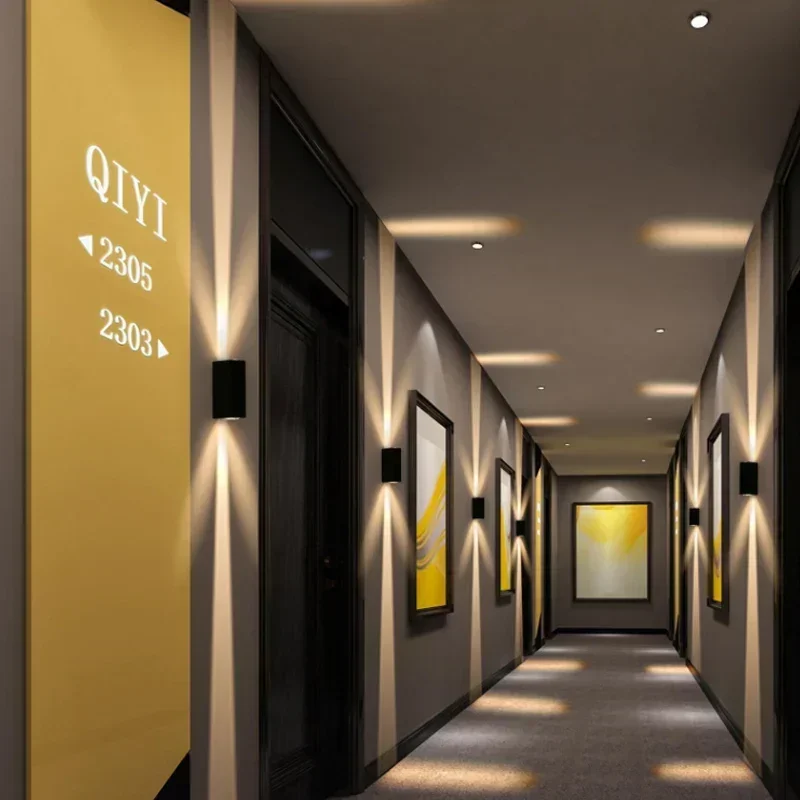 الألومنيوم الفضي COB ضوء خارجي 6 واط الإضاءة في الهواء الطلق في الهواء الطلق مقاوم للماء IP65 الجدار مصباح الشرفة ضوء صعودا وهبوطا شمعدانات جدارية #2