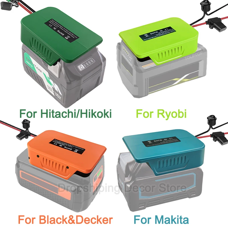 DIY Power Wheels Adapter Battery Adapter for Makita/Ryobi/Black&Decker/Hitachi/Hikoki 36V 40V Li-ion Battery with Fuse & Switch