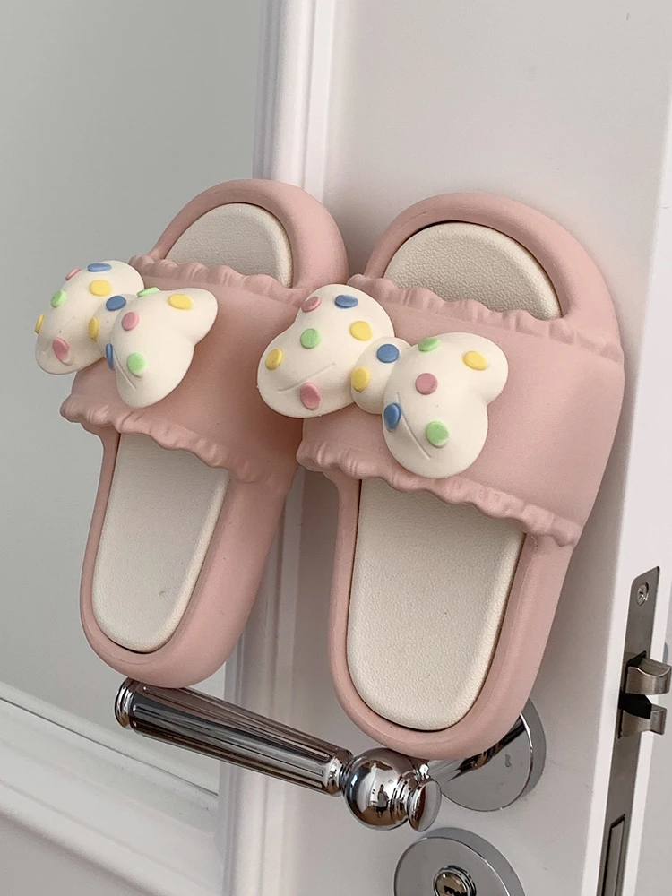 Women Cute Bow Slippers Sandal For Parent-child 2024 Thick Sole Slipper Bow For Summer Children's Slippers For Kids