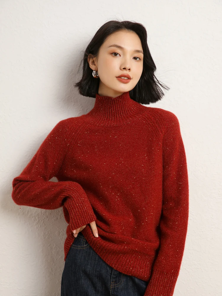 

Женский толстый теплый мягкий пуловер с воротником в стиле ретро, 100% кашемировый свитер, осенне-зимняя модная повседневная свободная одежда, топы