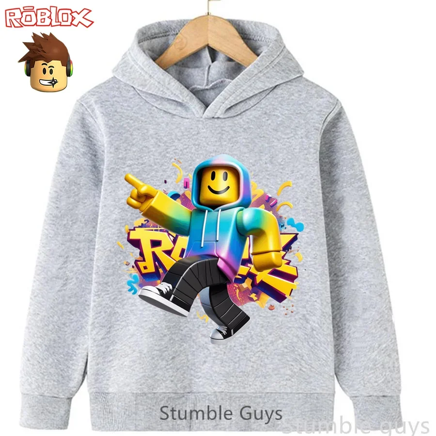 سويت شيرت Roblox Kids للخريف بغطاء للرأس عصري ثلاثي الأبعاد برسومات شخصيات الألعاب للأولاد والبنات