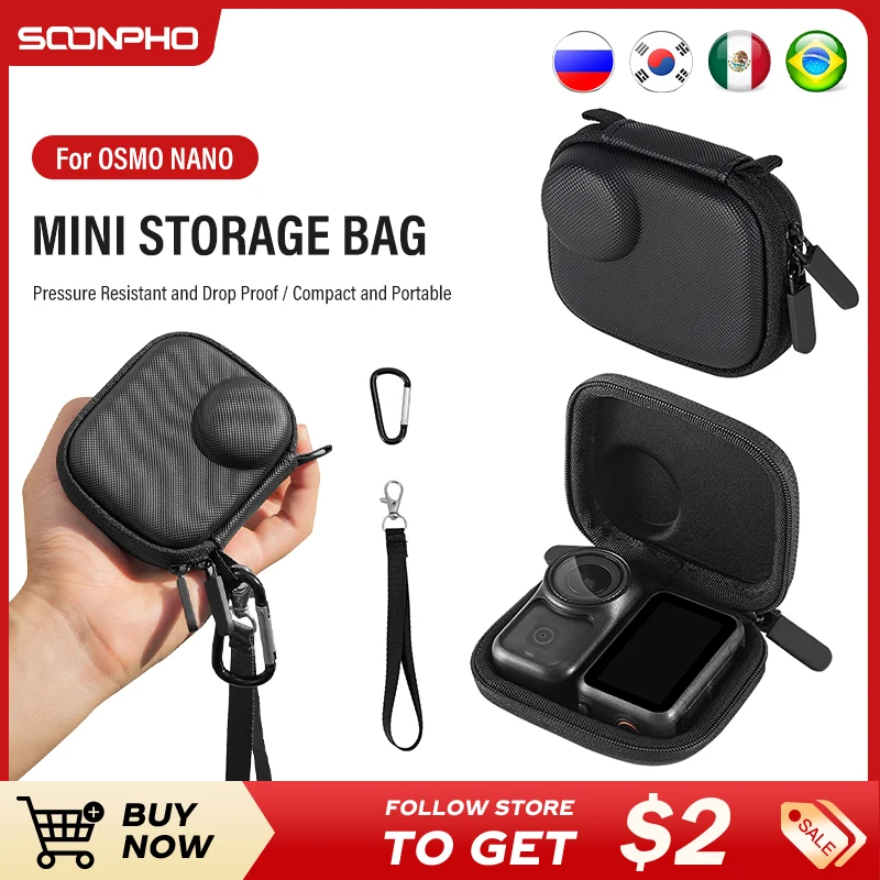 SOONPHO portable  camera bag For Dji OSMO NANO action camera storage bag with outdoor anti-drop, safe and portable.