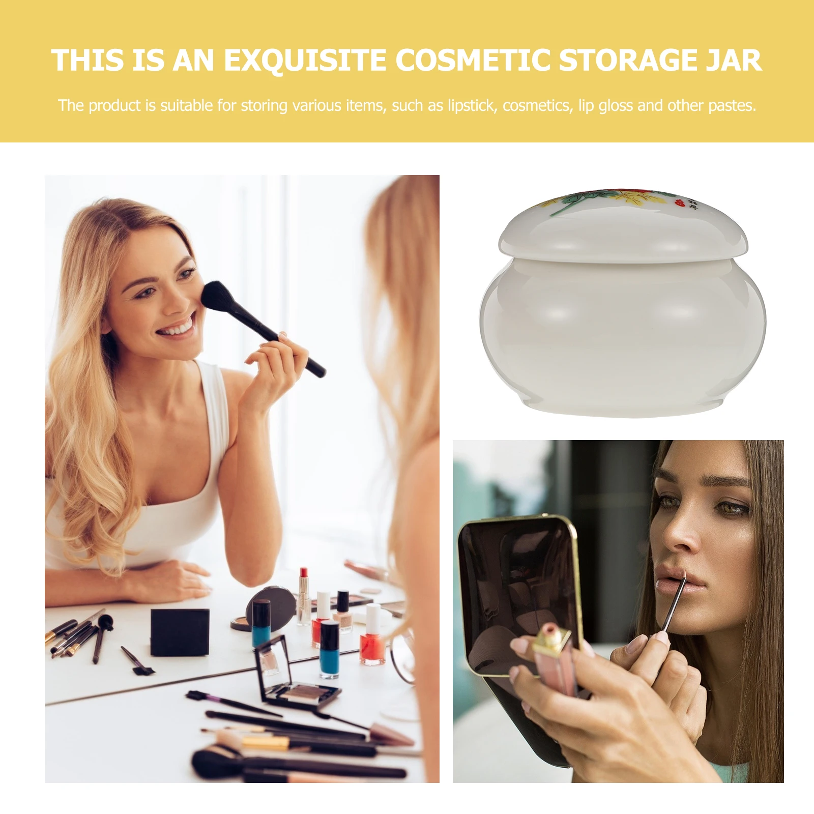 

1Pcs Ceramic Storage Jar Mini Wide Mouth Leak Proof Lid Vintage Makeup Cream Lip Balm Container for Travel Cosmetics Powder