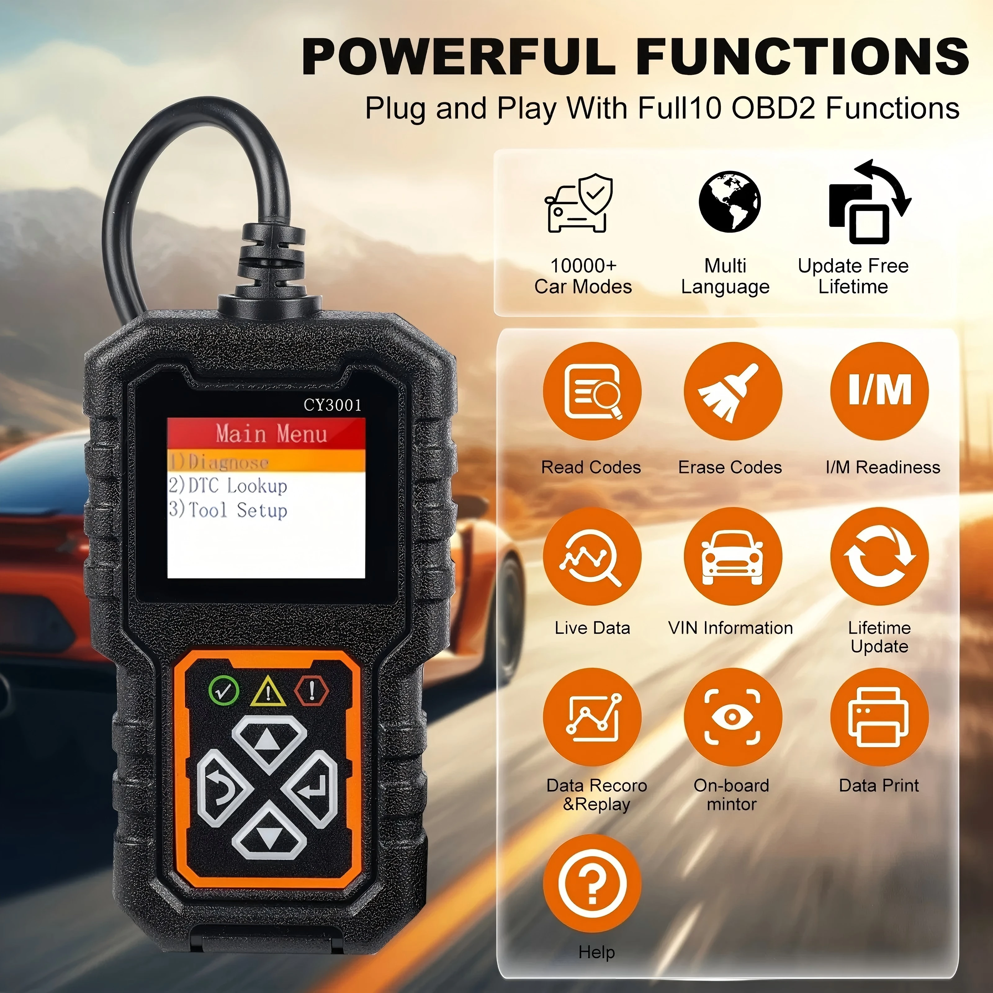 قارئ رمز الماسح الضوئي obd2 لمحرك فحص السيارة، قراءة ومسح رمز الخطأ، لجميع سيارات بروتوكول obd ii بعد عام 1996 #2