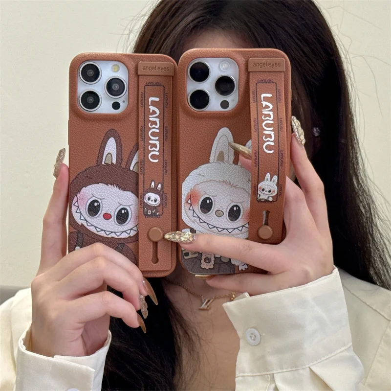 Lychee patterned wristband brown white quirky elf phone case for iPhone 12 13 14 15 16 pro max