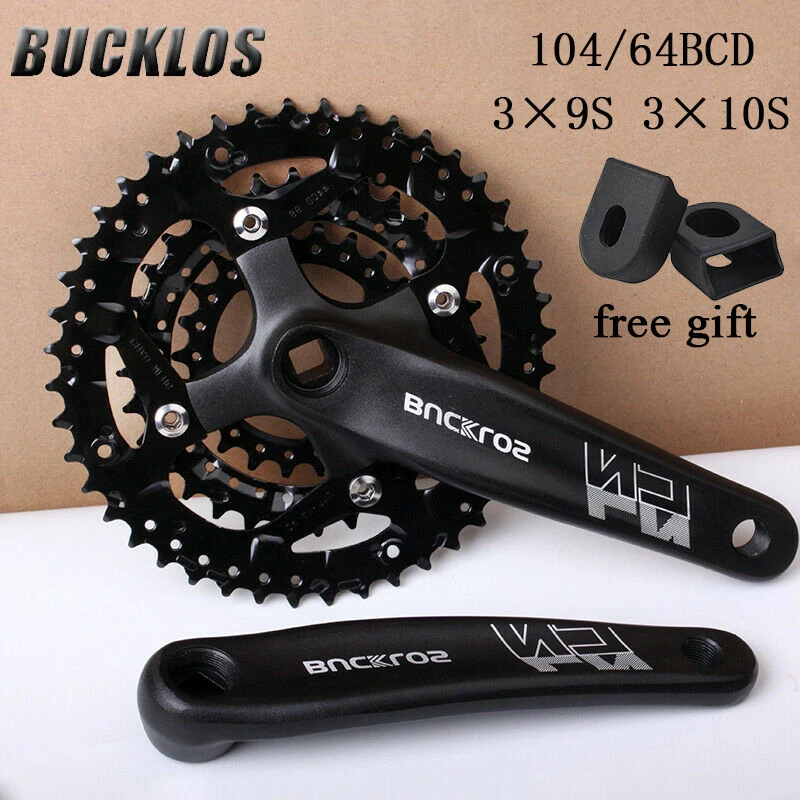 

BUCKLOS 104/64BCD Crankset 3*9S 3*10S Mountain Bike Crankset Square Hole MTB Crank set Triple Speed Bike Crown Bicycle Part