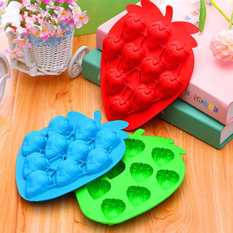 

1PCS Silicone Strawberry Shape Mold For Chocolate Soap Sugar Ice Frozen Cube Tray Jelly Pudding Craft Bar Drink Mould