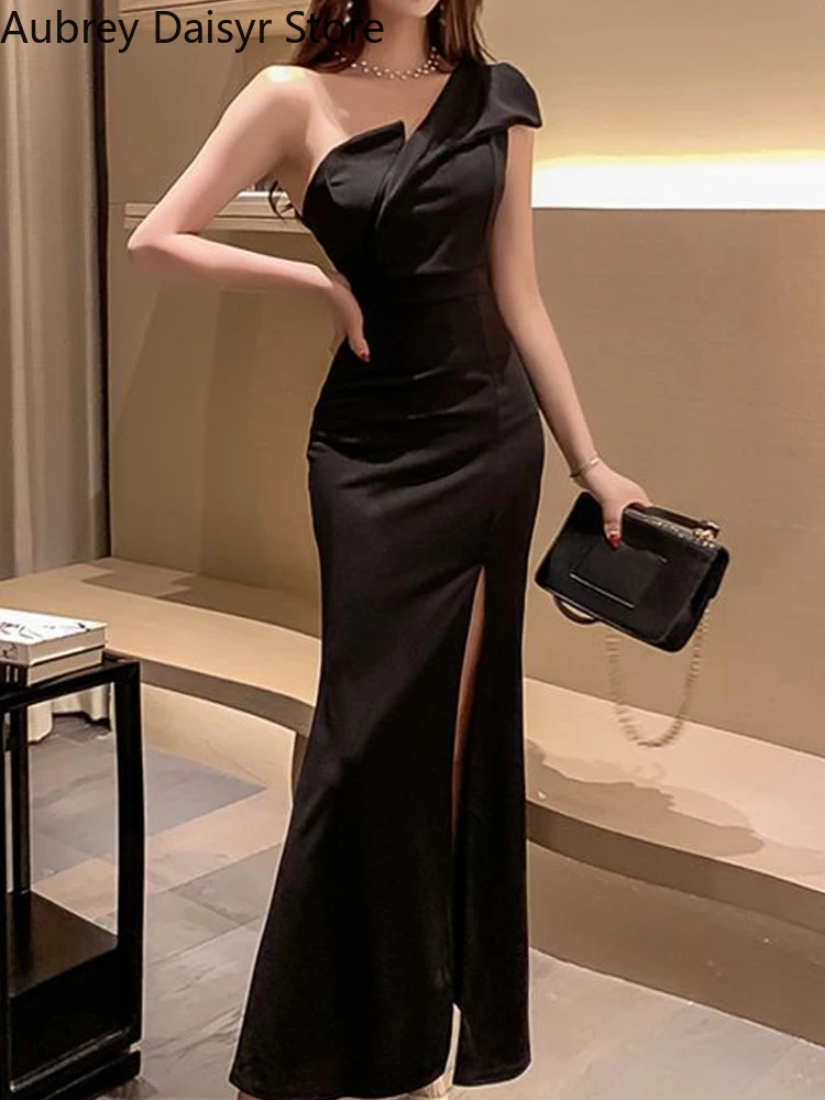 

Sexy Party Long Dress Women Elegant Vintage Chic Split Formal Occasion Dress Summer Casual Fashion Irregular Evening Party Dress