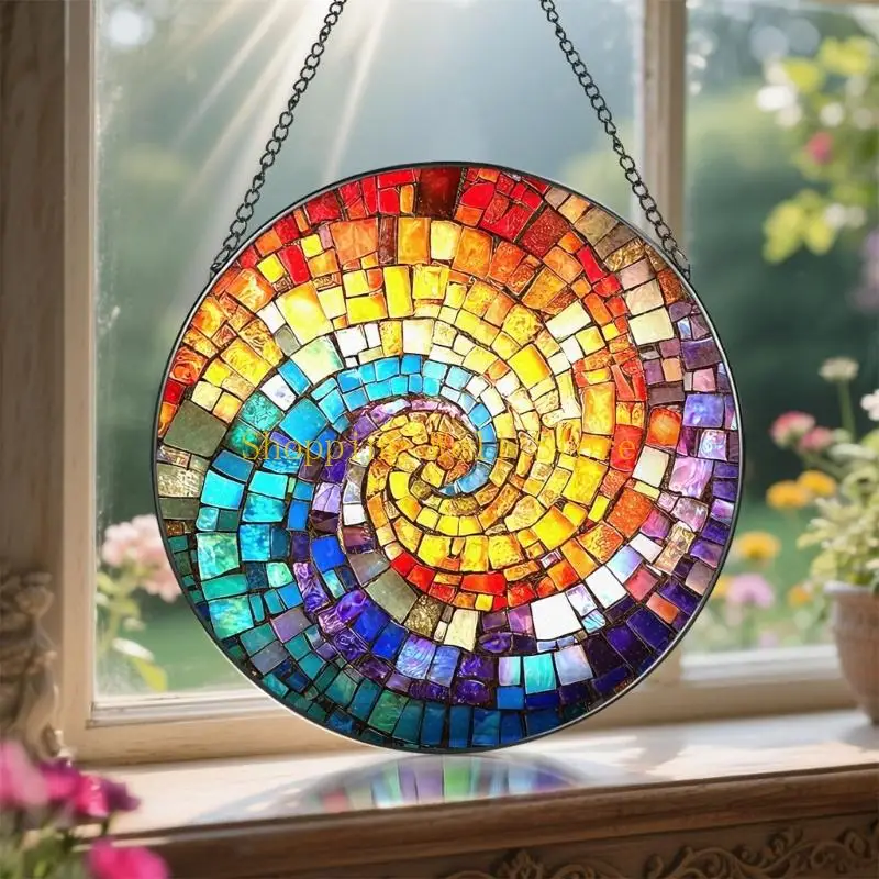 KX4B Artistic Sunlight Reflecting Glass Ornament Hanging Ornament Glass Texture for Balconies Window and Patios Decoration
