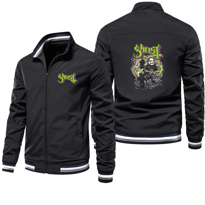

2025 New Zipper Stand Collar Windproof Men's Jacket Fashion Anime Zipper Flip Collar Fashion Character Sports Shirt Men's Extra