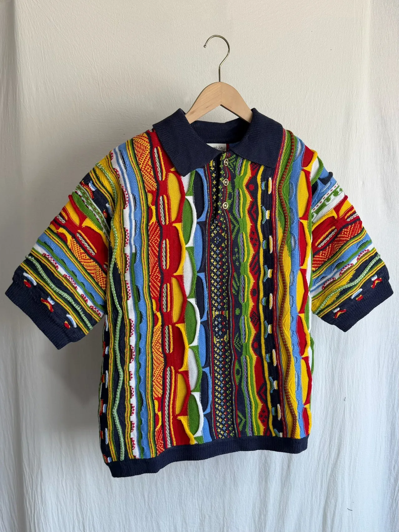 2026 Kapital Vintage Loose Flared Collar Jacquard Gourd Pattern Knit Polo Shirt TX1655