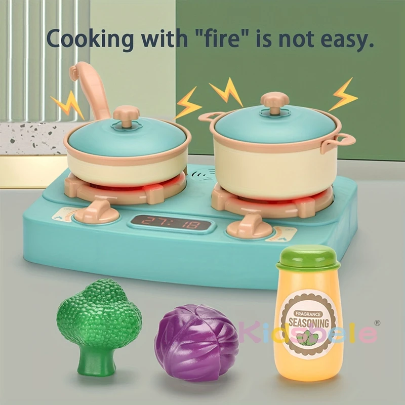 Pretend Cooking Pretend Play Kitchen Set, Brinquedos Educativos Casa, Simulação com spray realista