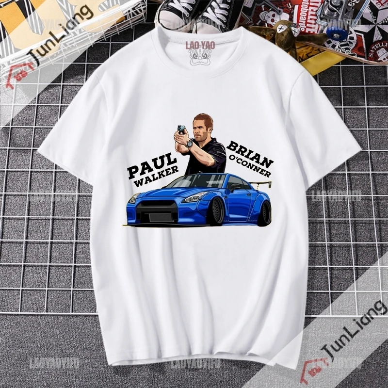 Paul Walker Women's T-shirt Fast and Furious Streetwear Retro Harajuku Y2k Clothing Tops Men Graphic Shirts Funny Short Sleeved